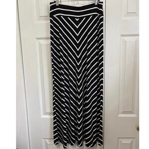 Talbots Soft and Stretchy Maxi Skirt Jersey Knit Black and White Stripe Size S